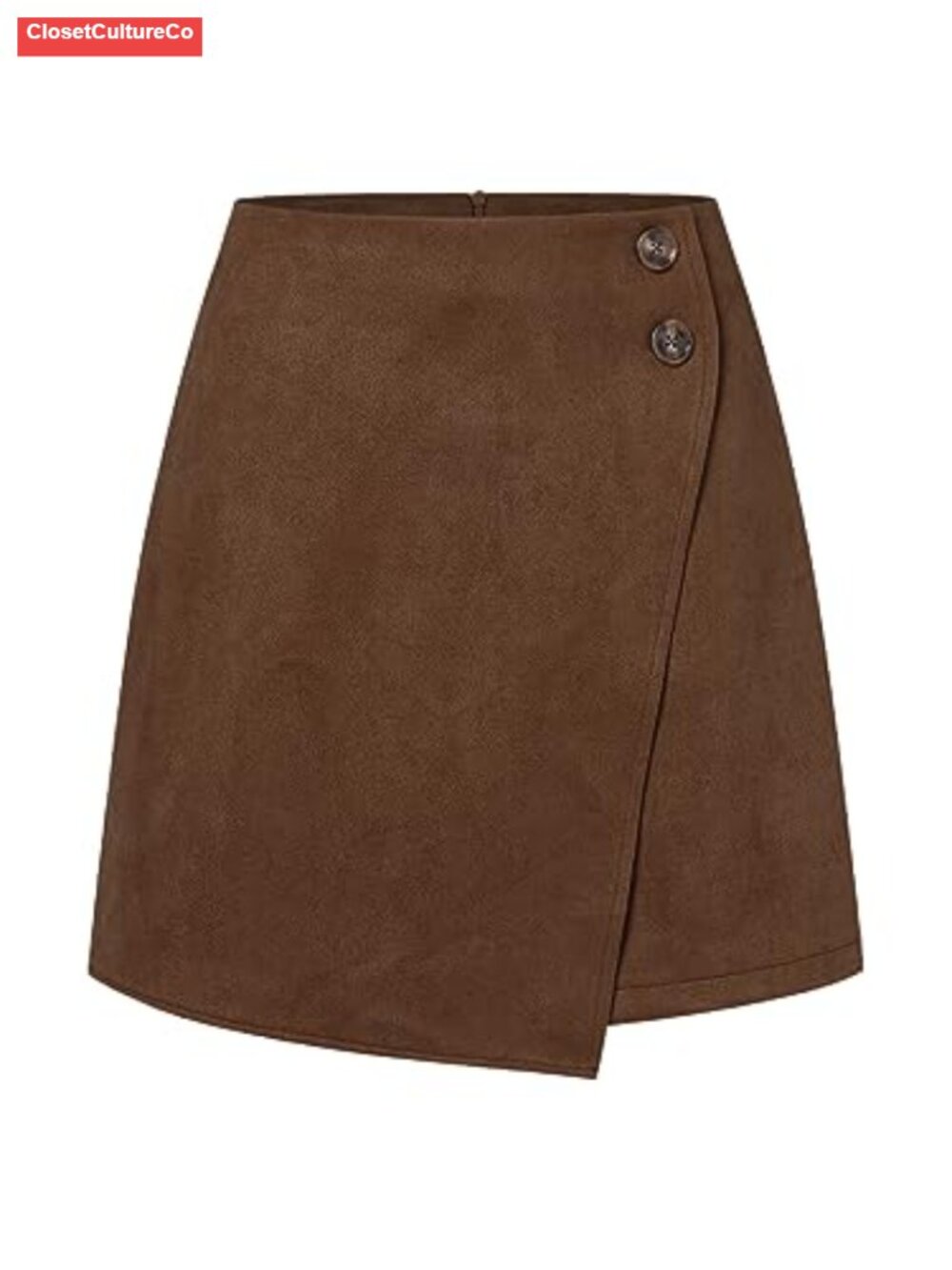 Faux Suede High Waist Asymmetrical Hem A-Line Mini Skirt